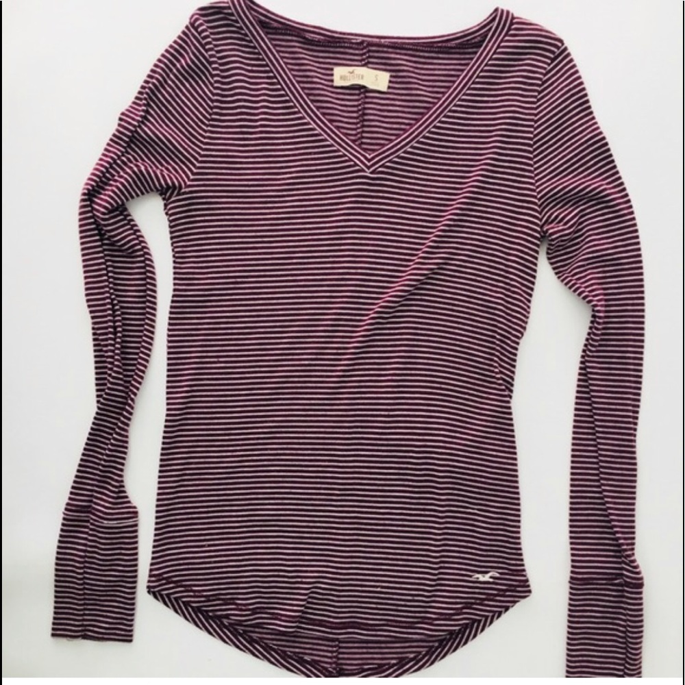 Hollister striped v neck long sleeve